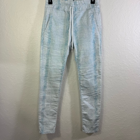 Bevy Flog Shely Aqua Blue 24 snake print high rise Drawstring‎ Women's Pants NWT - Picture 2 of 11